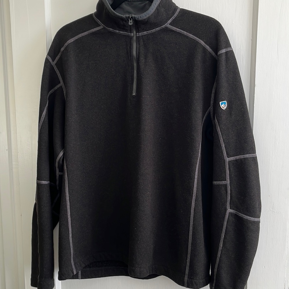 Kuhl Men’s Revel 1/4 zip sweater fleece pullover - black - XL